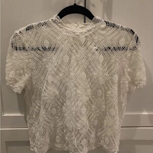Zara White Crocheted Top Large